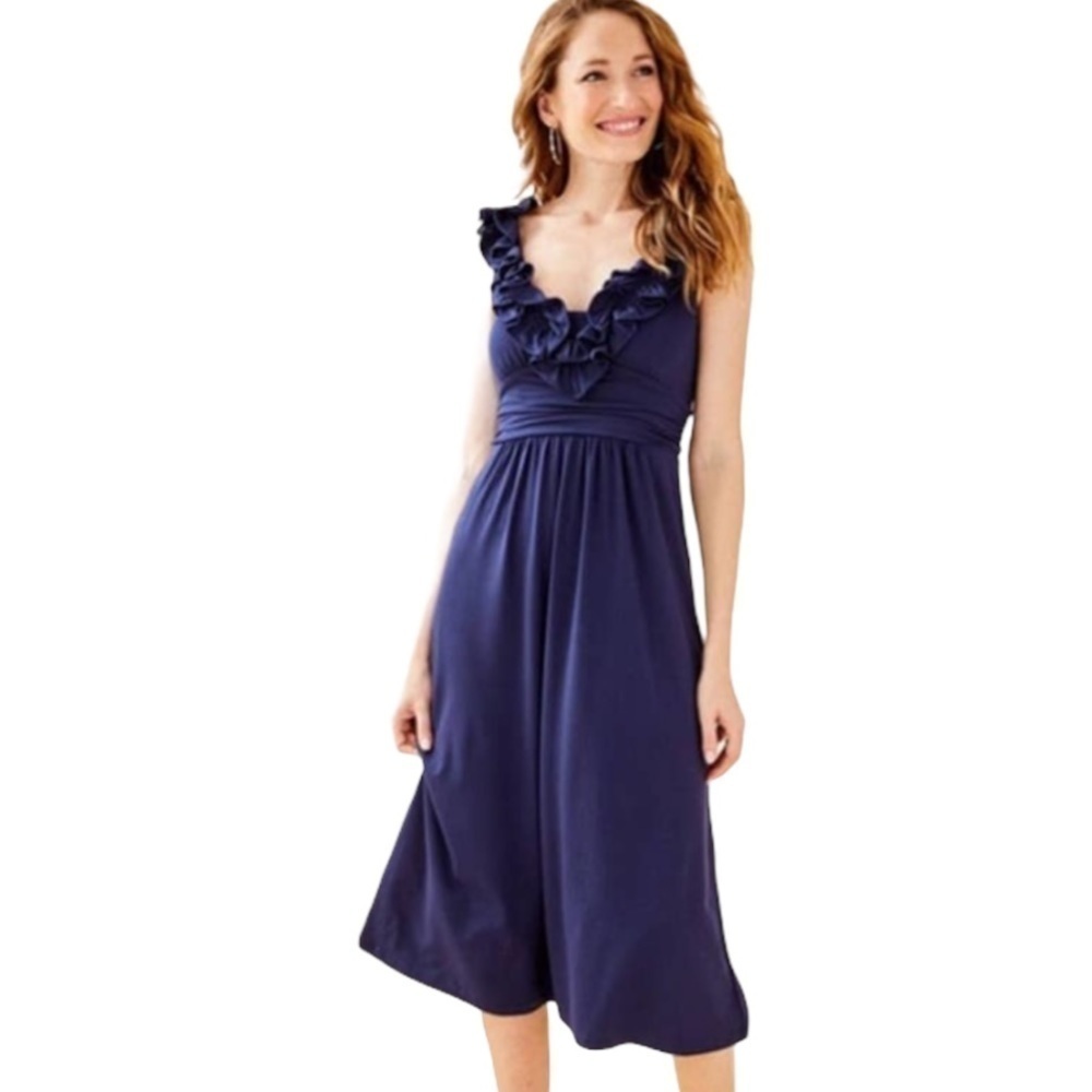 Lilly Pulitzer Leena Midi Dress True Navy Sz XS